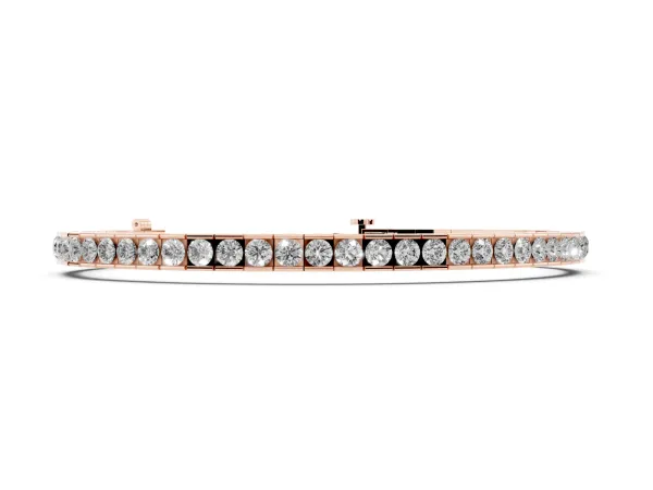 Round Diamond Channel-Set Tennis Bracelet with Box Clasp Rose gold