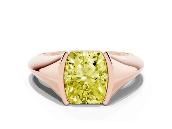 Fancy Yellow Radiant Cut Solitaire Tension Set Diamond Ring Rose gold