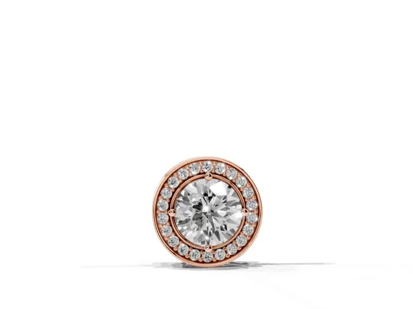 Halo Round Diamond Four-Prong Pendant Rose gold