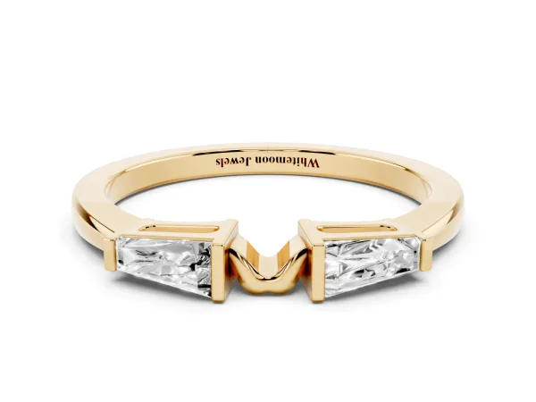 Baguette Diamond Open Band with Bar Prong Setting Yellow gold