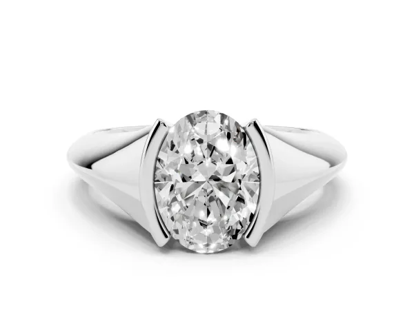 Oval Cut Solitaire Tension Set Diamond Ring White gold