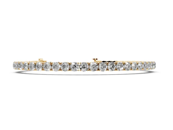 Round Cut Diamond Tennis Bracelet with Four-Prong Setting Yellow gold