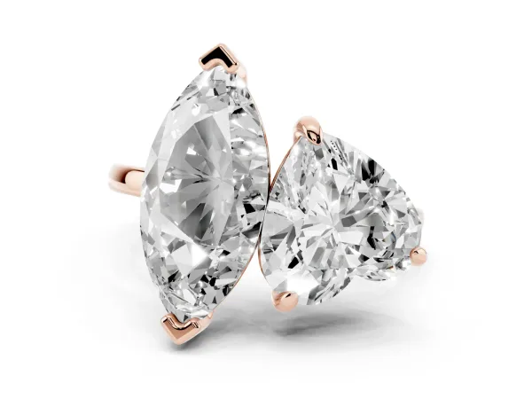 Heart and Marquise Toi Moi Ring with Prong Setting and Micro Pave Band Rose gold