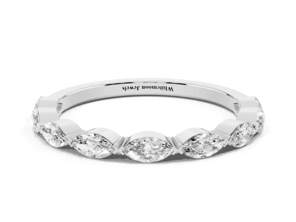 Marquise Diamond Eternity Band with Bezel Setting White gold