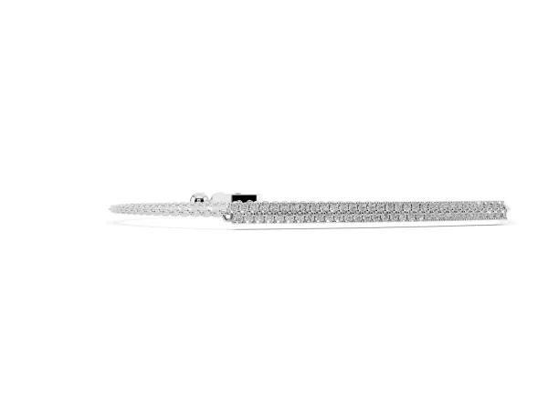 Pavé Round Diamond Box Chain Slider Bracelet Silver