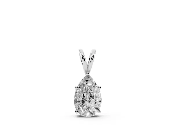 Pear Cut Solitaire Pendant with Three-Prong Setting Silver