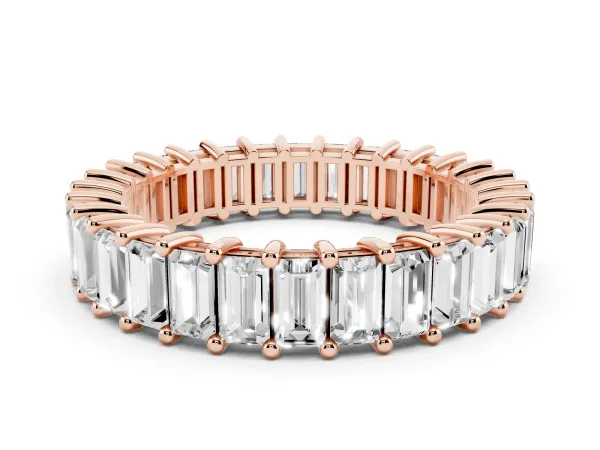 Baguette Cut Eternity Band with Shared Prong Setting Rose gold