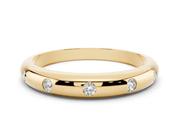 Bezel Set Round Diamond Comfort Fit Band Yellow gold