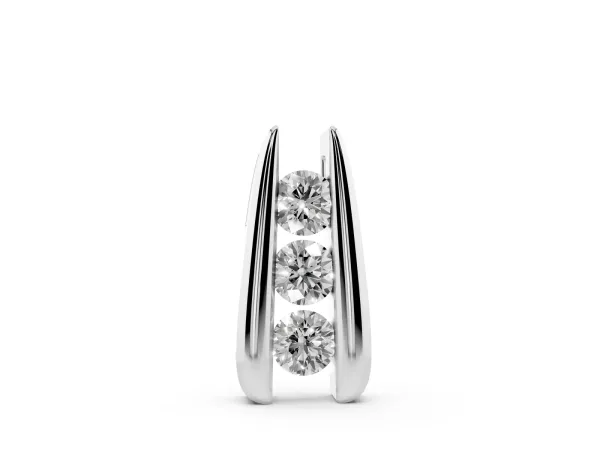 Vertical Channel Set Round Diamond Pendant Silver