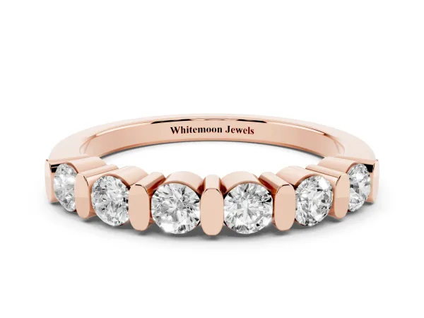 Channel Set Round Diamond Half Eternity Band Rose gold