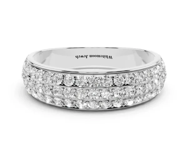Three-Row Round Diamond Eternity Band with Shared Prong Setting Platinum