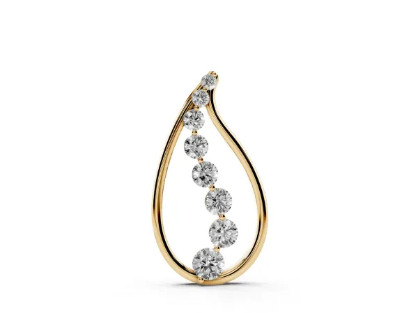 Teardrop Diamond Prong-Set Round Pendant Yellow gold