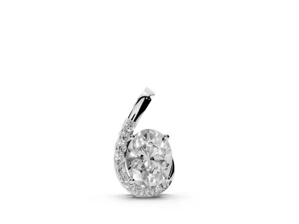 Round Diamond Swirl Pendant with Prong Setting Silver