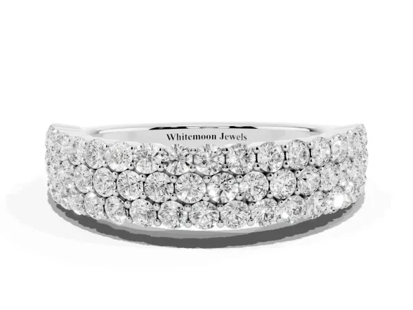 Round Diamond Checkerboard Pavé Promise Ring with Round Diamond Accents Platinum