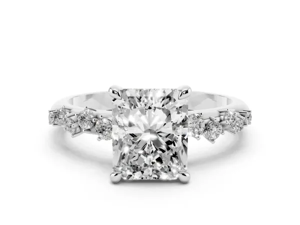 Radiant Cut Cut Diamond Vine Band with Four-Prong Setting White gold