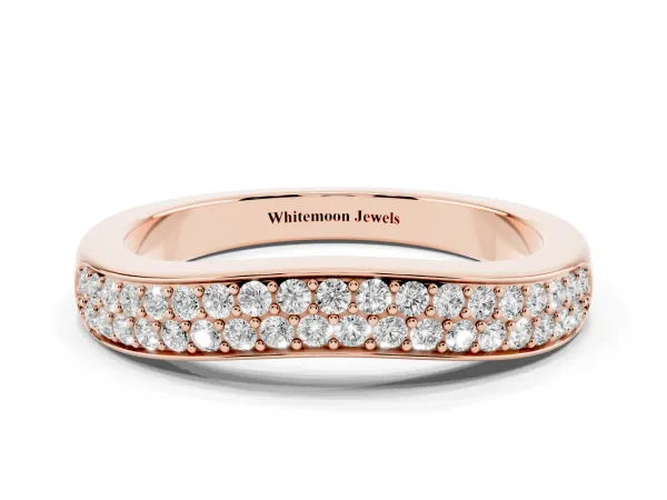Pavé Round Diamond Contour Band Rose gold