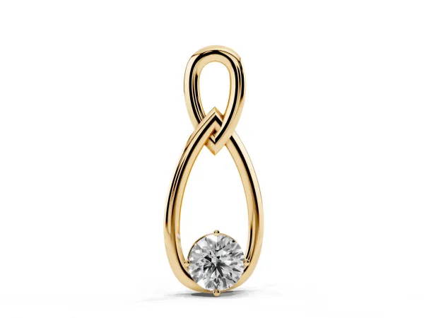 Round Solitaire Bezel Infinity Pendant Yellow gold