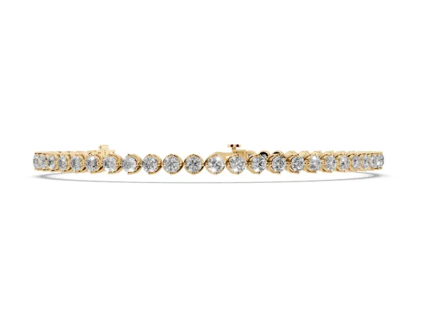 Round Cut Diamond Tennis Bracelet with Prong Setting and Twisted Band Yellow gold