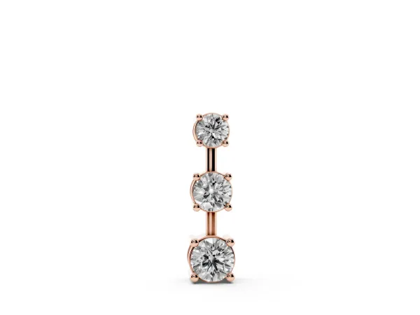 Round Diamond Triple Bar Pendant with Four-Prong Setting Rose gold