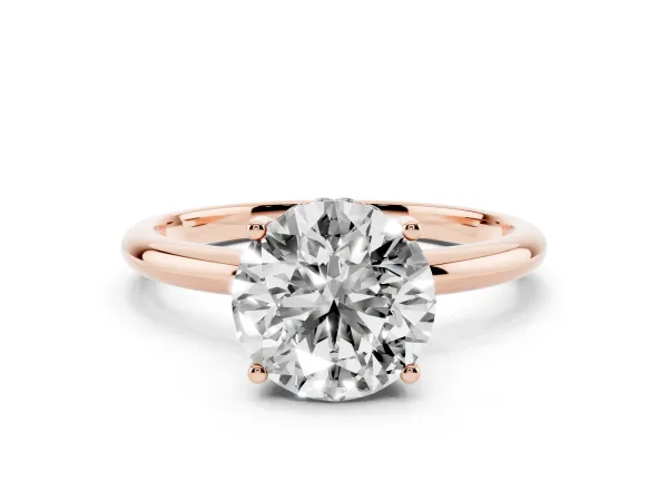 Round Cut Cut Solitaire Engagement Ring with Four-Prong Setting and Classic Band Rose gold