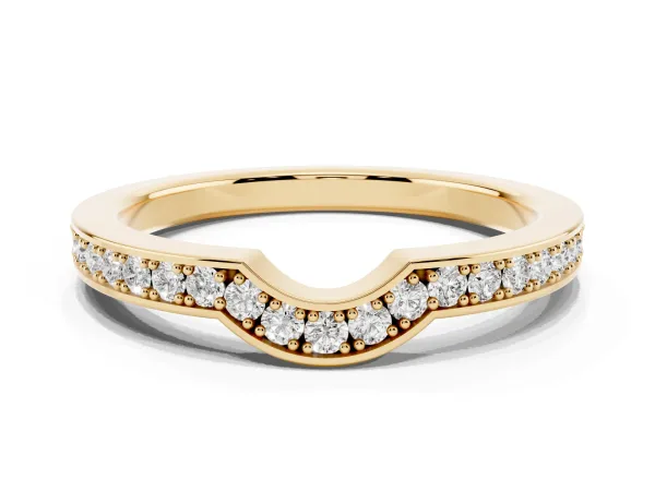 Pavé Round Diamond Contour Band with Channel Setting Yellow gold