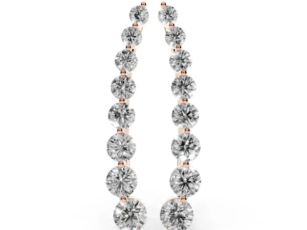 Round Diamond Climber Earrings with Prong Setting on Curved Band Rose gold