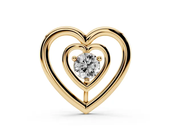 Heart Prong Round Diamond Pendant Yellow gold