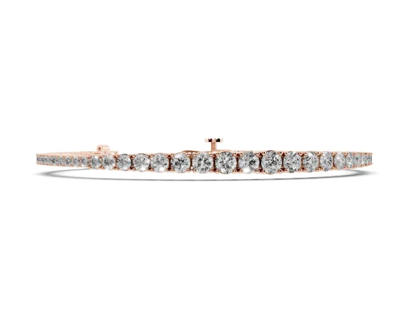 Round Diamond Tennis Bracelet with Four-Prong Setting on a White Gold Band Rose gold
