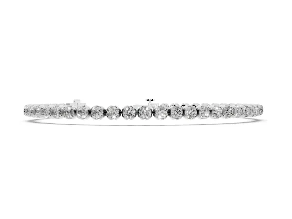 Round Cut Diamond Tennis Bracelet with Claw Prong Setting Silver