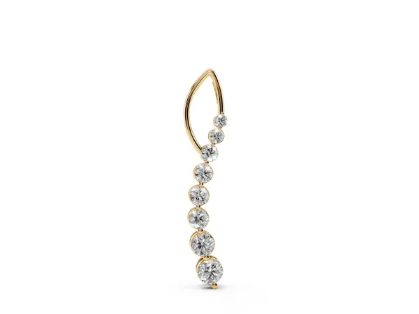 Round Diamond Channel Set Vertical Bar Pendant Yellow gold