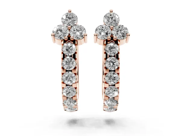 Round Cut Diamond Pavé Huggie Hoop Earrings Rose gold