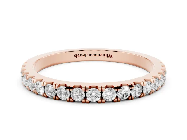 Round Diamond Classic Half Eternity Band with Shared Prong Setting Rose gold