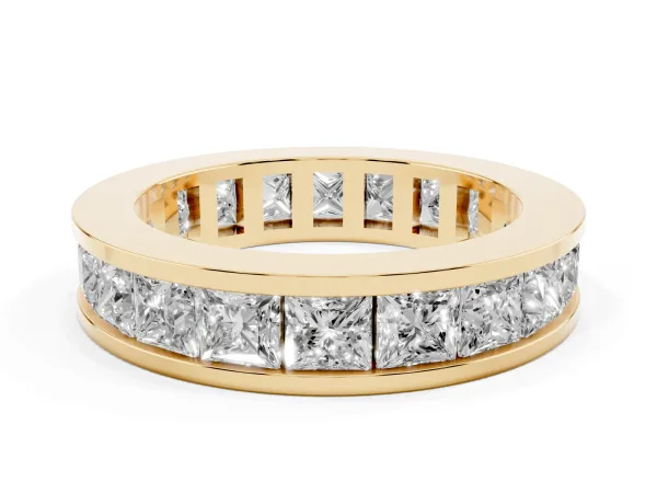 Princess Cut Eternity Band with Channel Set Yellow gold