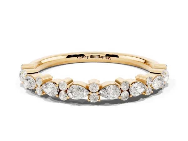 Pear and Round Diamond Wedding Band Yellow gold