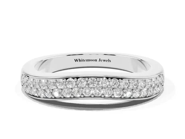 Pavé Round Diamond Contour Band White gold