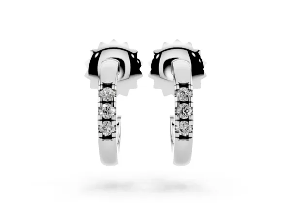 Round Diamond Petite Huggie Hoop Earrings Platinum