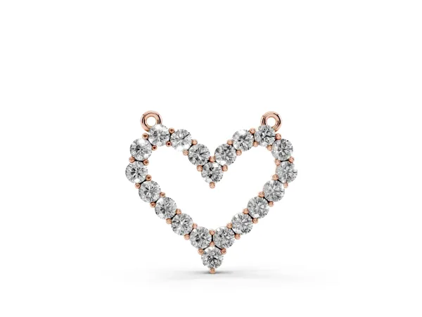 Prong-Set Round Diamond Heart Pendant Rose gold