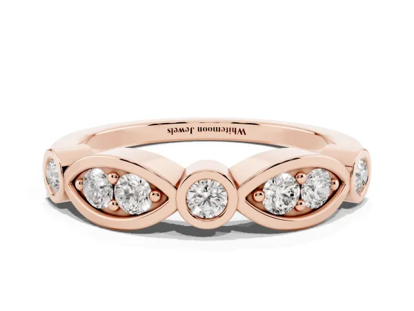 Bezel Set Round Diamond Marquise Band Rose gold