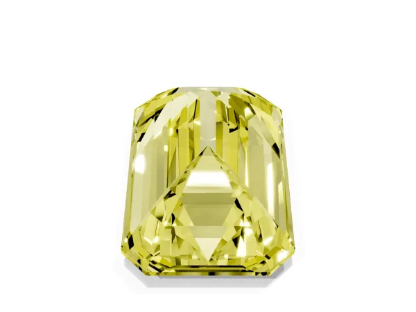 Fancy Yellow Emerald Cut Solitaire Twist Band Six-Prong Setting Yellow gold