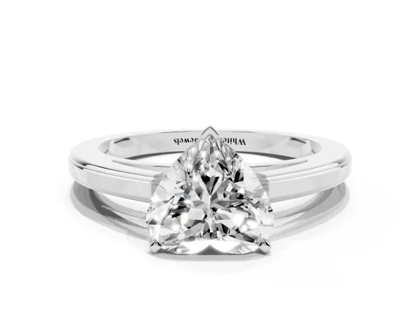 Heart Cut Solitaire Diamond Ring with Four-Prong Setting and Classic Band White gold