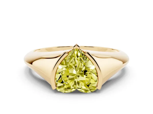 Fancy Yellow Heart Cut Solitaire Tension Set Diamond Ring Yellow gold