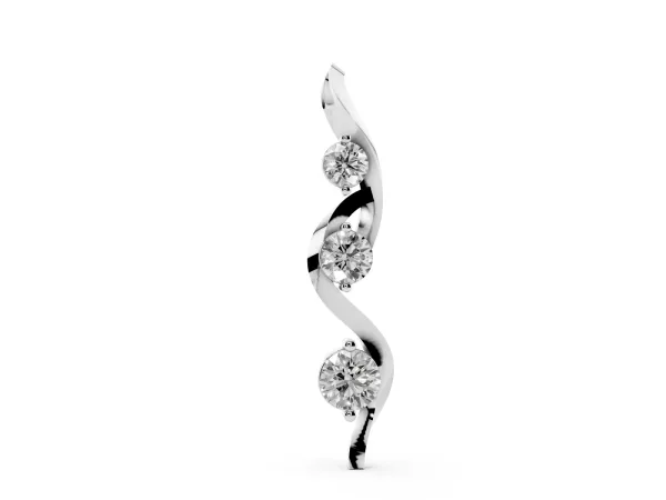 Three-Stone Round Prong-Set Swirl Pendant White gold