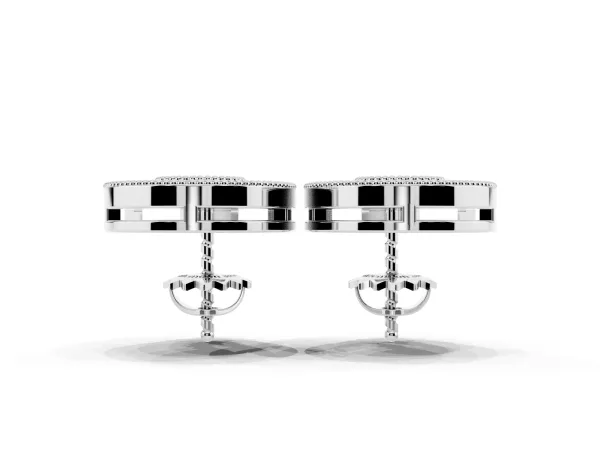Pavé Pear-Shaped Halo Stud Earrings with Milgrain Detailing Silver