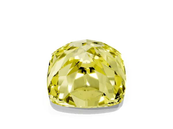 Fancy Yellow Cushion Cut Solitaire Engagement Ring with Cathedral Band and Four-Prong Setting Yellow gold