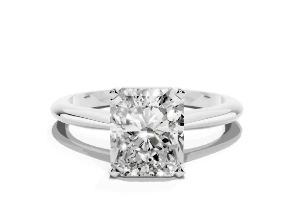 Radiant Cut Cut Solitaire Ring with Four-Prong Setting on a Classic Band White gold