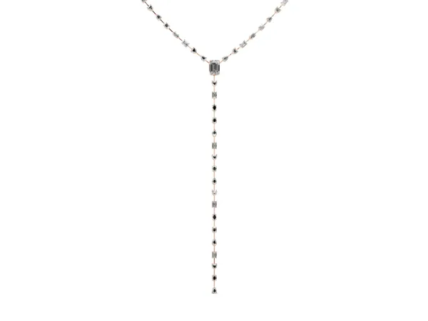 Mixed Shape Diamond Lariat Necklace with Station Accents Rose gold
