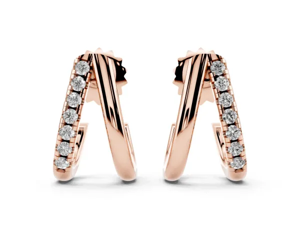 Round Diamond Zuri Huggie Hoop Earrings Rose gold