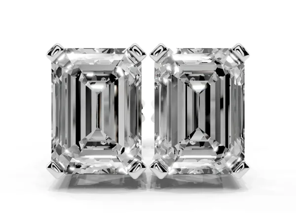Emerald Cut Diamond Stud Earrings Platinum