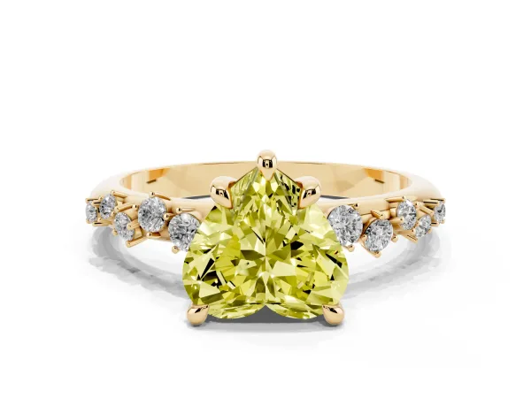 Fancy Yellow Heart Cut Cut Diamond Vine Band with Four-Prong Setting Yellow gold