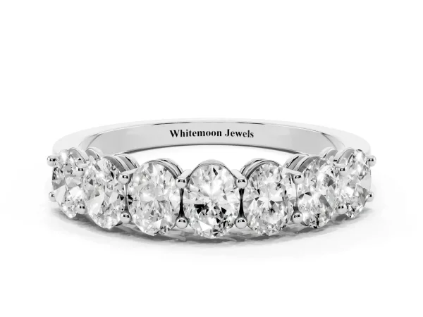 Oval Diamond Shared Prong Eternity Band White gold